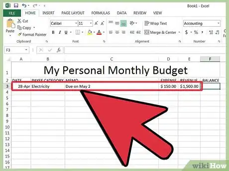 Image titled Track your Bills in Microsoft Excel Step 8