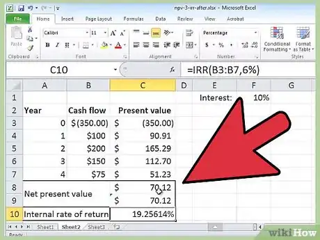 Image titled Calculate an Irr on Excel Step 8
