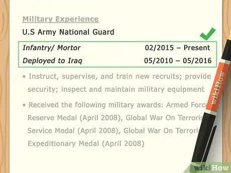 Image titled Add Military Experience to a Resume Step 11