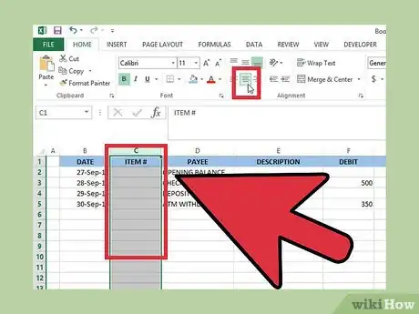 Image titled Create a Simple Checkbook Register With Microsoft Excel Step 9