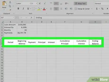 Image titled Prepare Amortization Schedule in Excel Step 5