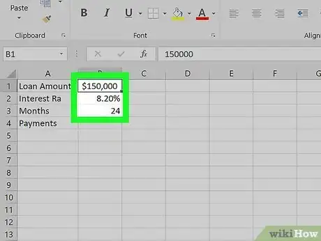 Image titled Prepare Amortization Schedule in Excel Step 3