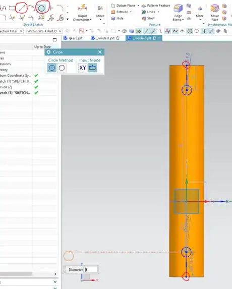 Image titled Creating the shafts, substep 3, sketching pin circles.png