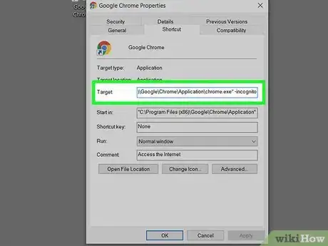 Image titled Open Incognito Mode by Default in Google Chrome (Windows) Step 4
