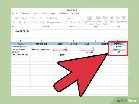 Image titled Create a Simple Checkbook Register With Microsoft Excel Step 11