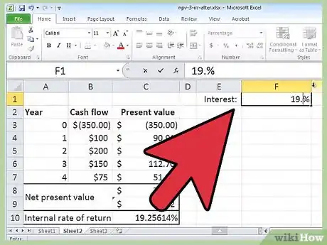 Image titled Calculate an Irr on Excel Step 9