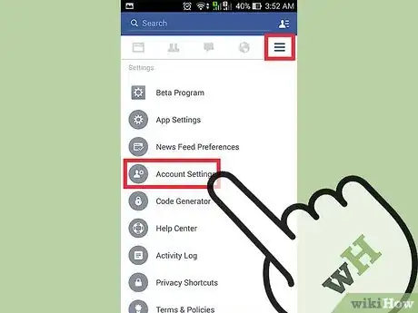 Image titled Change Facebook Password on Android Step 3