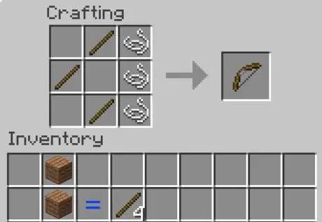 Image titled Make a Bow in Minecraft Recipe.png