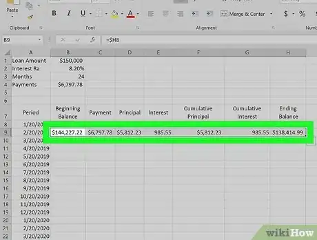 Image titled Prepare Amortization Schedule in Excel Step 9