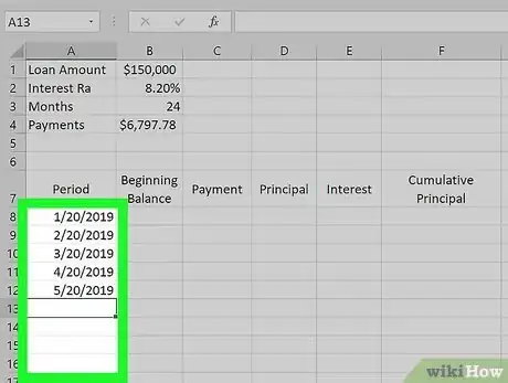 Image titled Prepare Amortization Schedule in Excel Step 6