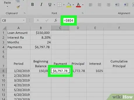 Image titled Prepare Amortization Schedule in Excel Step 7