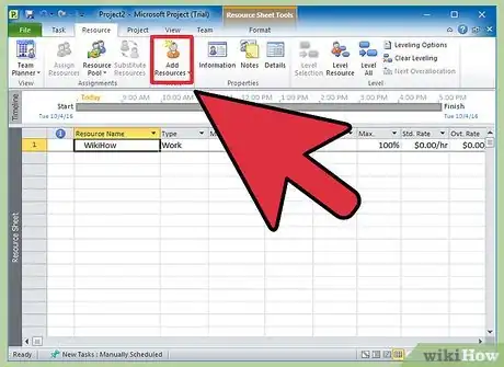 Image titled Add a Resource in MS Project Step 3
