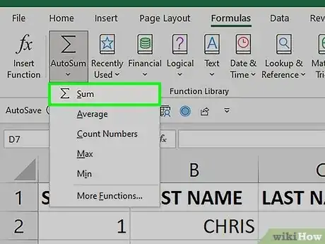 Image titled Add Up Columns in Excel Step 4