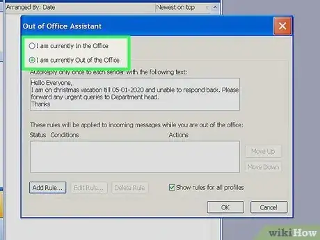 Image titled Turn On or Off the Out of Office Assistant in Microsoft Outlook Step 20