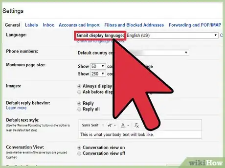 Image titled Change Your Default Language on Gmail Step 6
