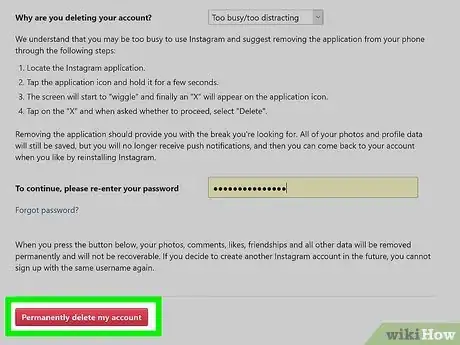 Image titled Delete an Instagram Account Step 21