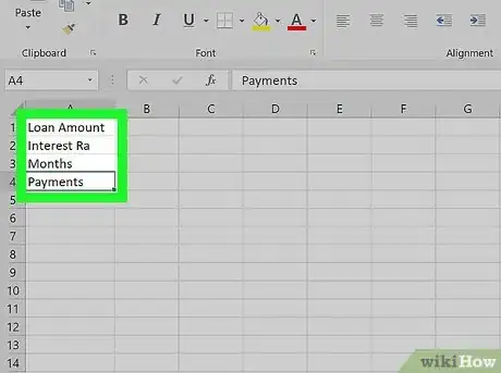 Image titled Prepare Amortization Schedule in Excel Step 2