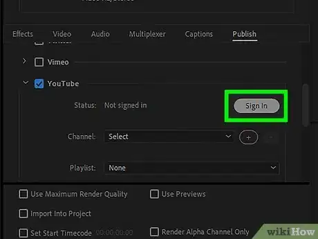 Image titled Upload from Premiere Pro to YouTube Step 6