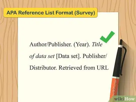 Image titled APA reference list format template for a survey citation.