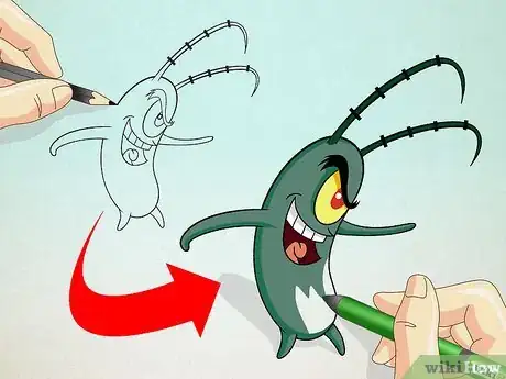 Image titled Draw Sheldon J. Plankton from SpongeBob SquarePants Step 4