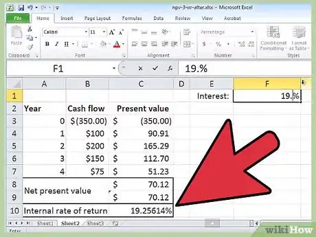 Image titled Calculate an Irr on Excel Step 10