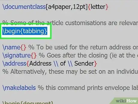 Image titled Tab in Latex Step 1