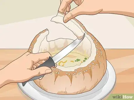 Image titled Eat Soup Served in a Bread Bowl Step 3
