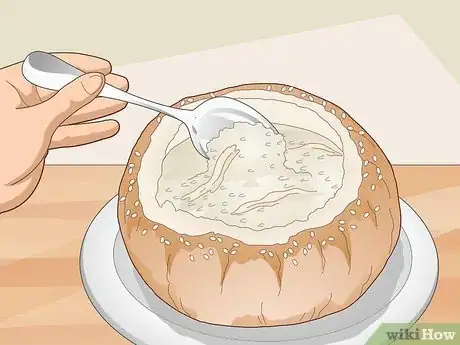 Image titled Eat Soup Served in a Bread Bowl Step 9