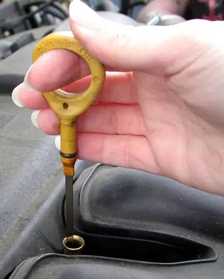 Image titled The oil dipstick.