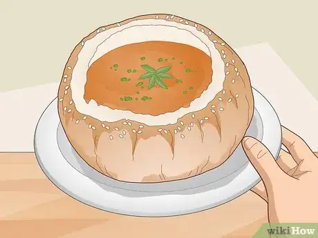 Image titled Eat Soup Served in a Bread Bowl Step 8