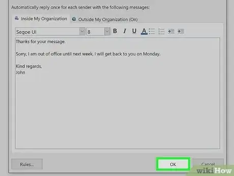 Image titled Turn On or Off the Out of Office Assistant in Microsoft Outlook Step 5