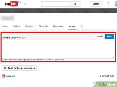 Image titled Add a Description on Your YouTube Channel Step 7