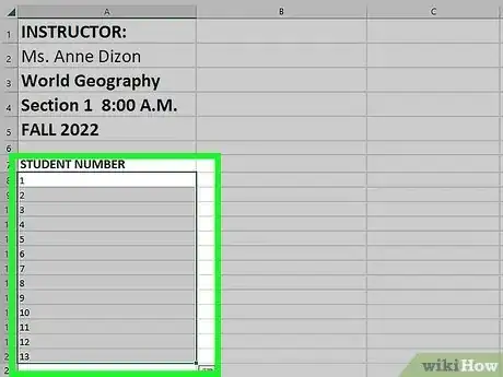 Image titled Create a Gradebook on Microsoft Excel Step 6