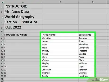 Image titled Create a Gradebook on Microsoft Excel Step 7