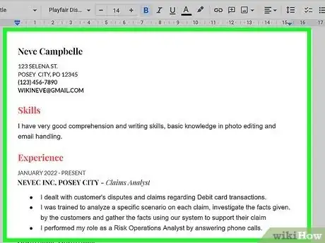 Image titled Make a Resume on Google Docs Step 14