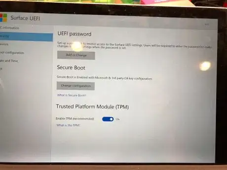 Image titled Surface UEFI security tab