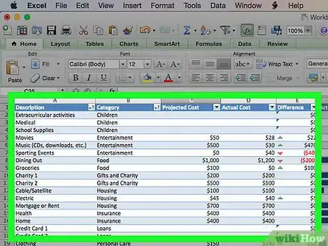 Image titled Make a Personal Budget on Excel Step 6