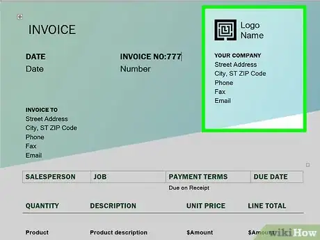 Image titled Make Invoices in Word Step 6