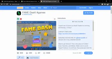 Image titled FAME Dash! games on Scratch Google Chrome 28 06 2020 17_21_46.png