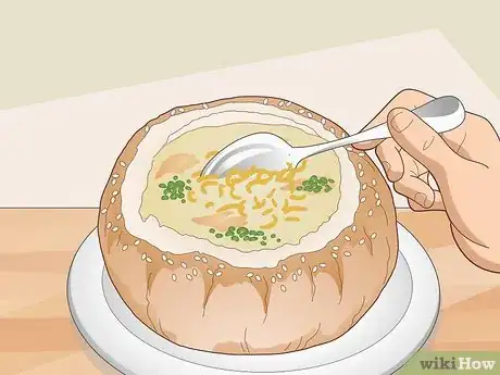 Image titled Eat Soup Served in a Bread Bowl Step 2