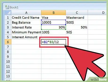 Image titled Calculate Credit Card Interest With Excel Step 4