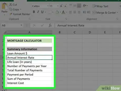 Image titled Create a Mortgage Calculator With Microsoft Excel Step 3