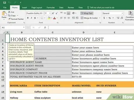 Image titled Create an Inventory List in Excel Step 6