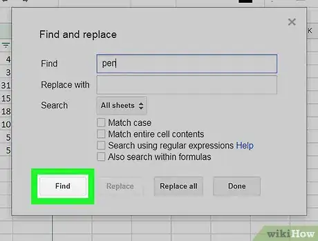Image titled Search in Google Sheets on PC or Mac Step 7