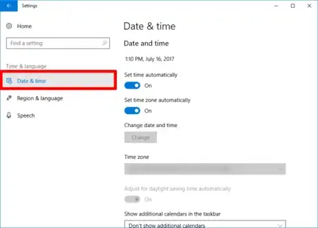 Image titled Set Windows 10 to Automatically Update Your Time Zone Based on Location Step 3