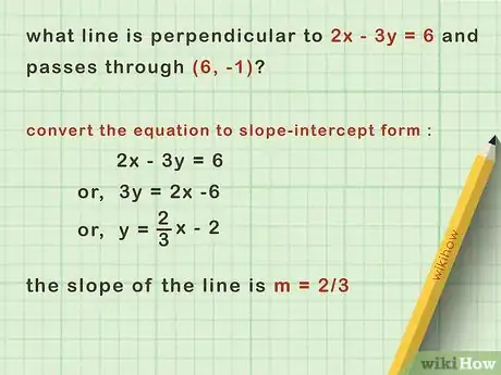 Image titled Find the Equation of a Perpendicular Line Given an Equation and Point Step 1