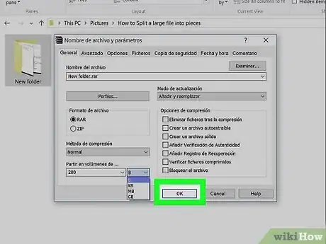 Image titled Split a Large File Into Small Files Using WinRar Step 6