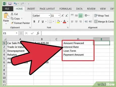 Image titled Calculate a Car Loan in Excel Step 6
