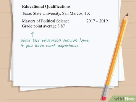 Image titled Write Educational Qualifications in a Resume Step 9
