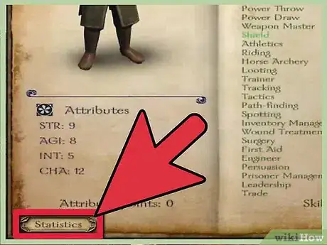 Image titled Increase Your Skills and Attributes in Mount and Blade Step 2